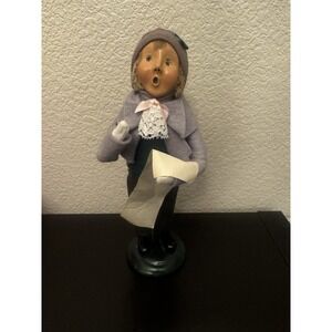 Byers choice Christmas carolers  1992 boy With music Scroll Grey Coat 10 Inch